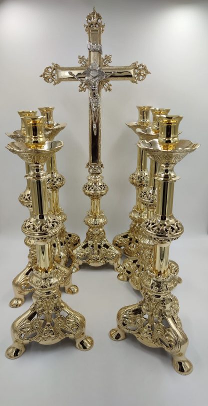 Set Candelabros+ cruz altar