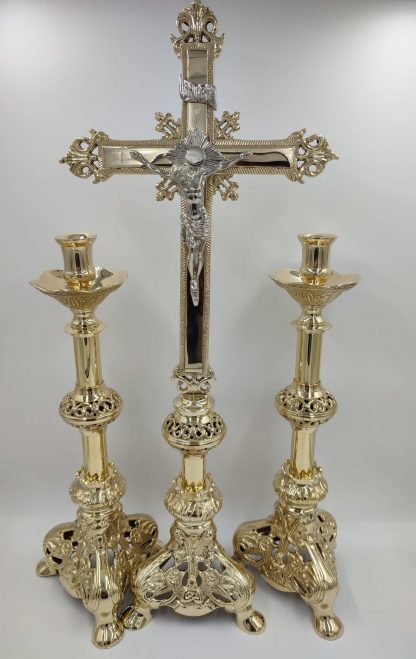 Set Candelabros+ cruz altar