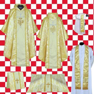Casulla gótica cuello oro amarillo JHS